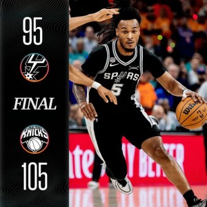 免费直播-不敌尼克斯！马刺官方晒本场比赛的终场海报，大比分0-1落后